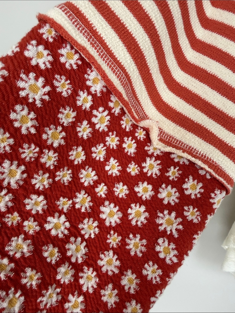 Ariella Cream Knit Raglan Top with Red Striped Sleeves - Picture 5 of 16